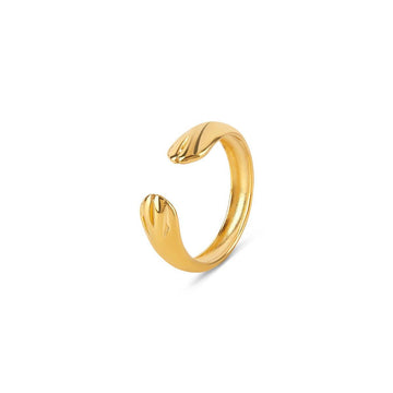 Anillo de abrazo ajustable bañado en oro de 18 quilates
