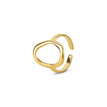 Anillo abstracto con contorno orgánico, baño de oro de 18 quilates
