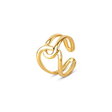Anillo de eslabones abstractos, ajustable, chapado en oro de 18 quilates