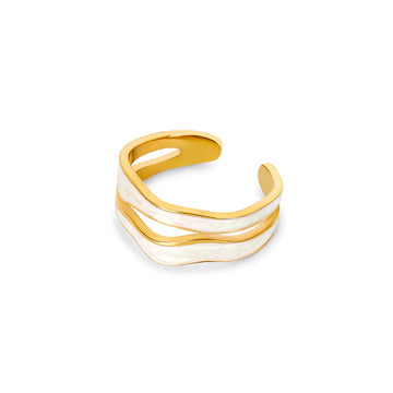 Anillo ajustable de nácar abstracto con baño de oro de 18 k