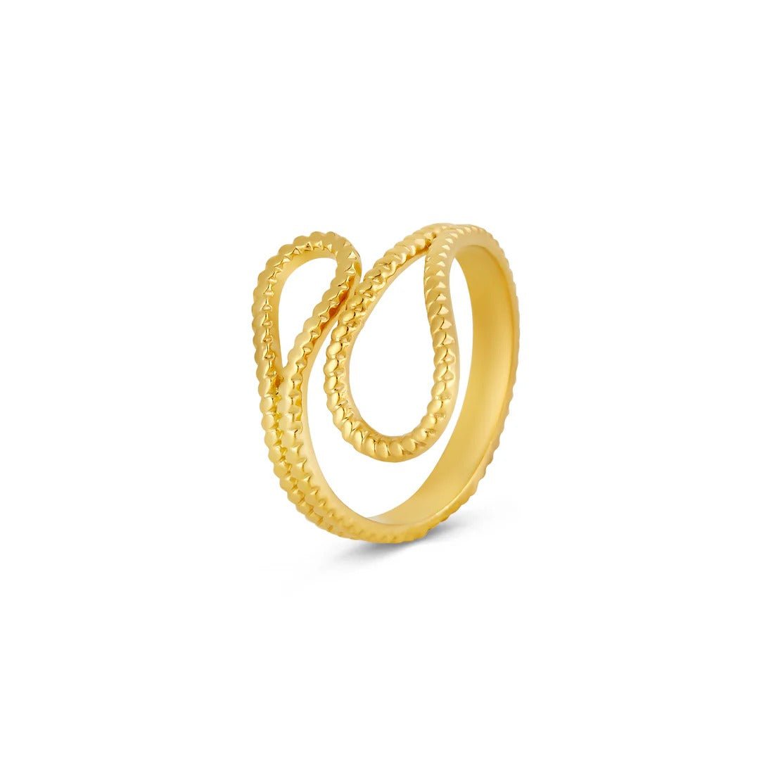 Anillo ajustable Ava Abstract bañado en oro de 18 quilates