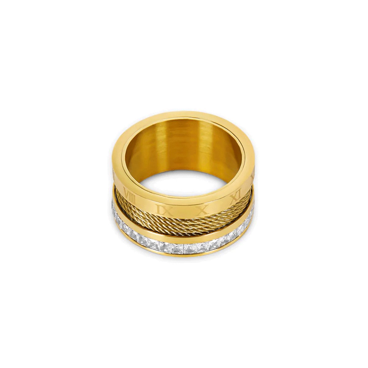 Anillo de alambre y cristal bañado en oro de 18k