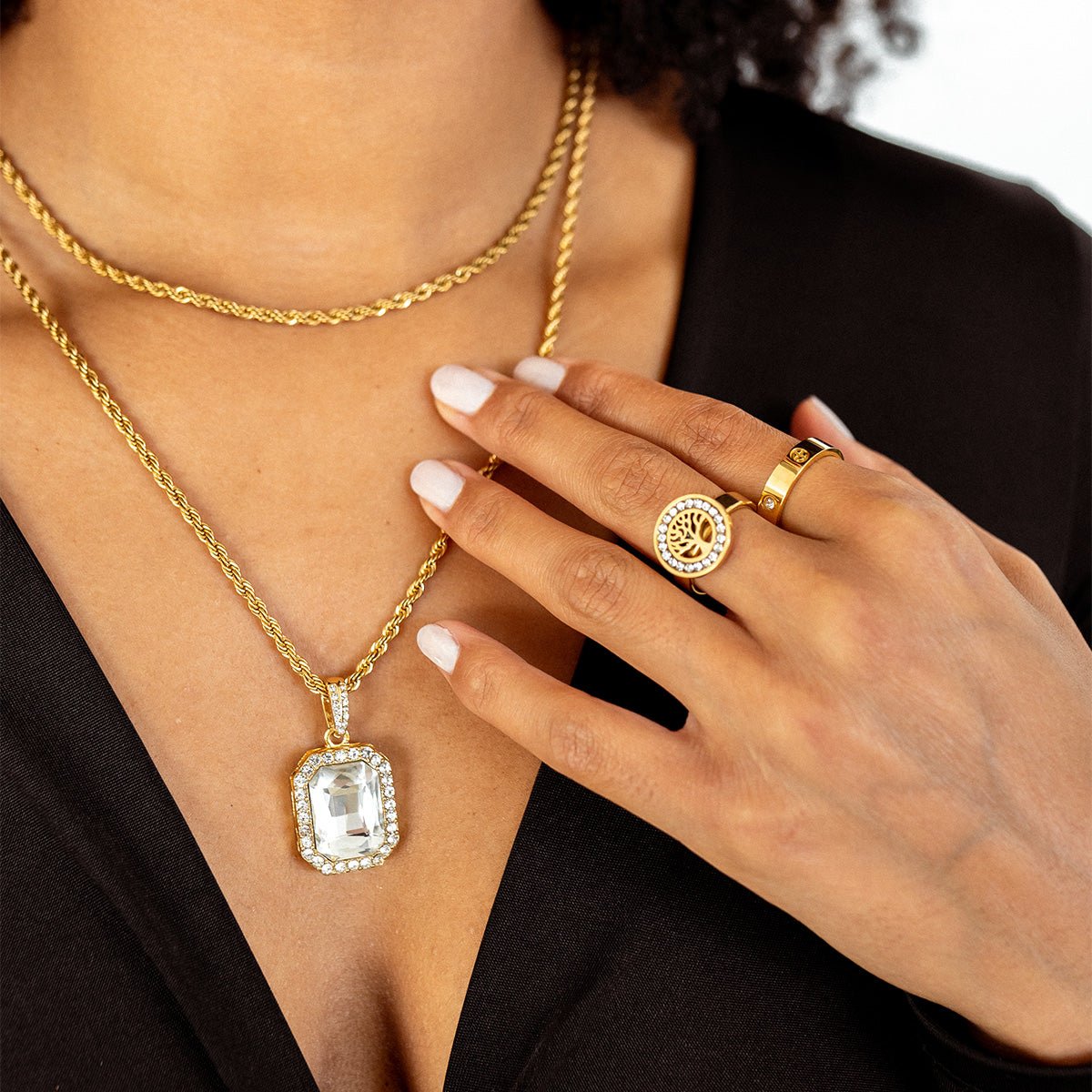 Anillo Árbol de la Vida bañado en oro de 18 quilates