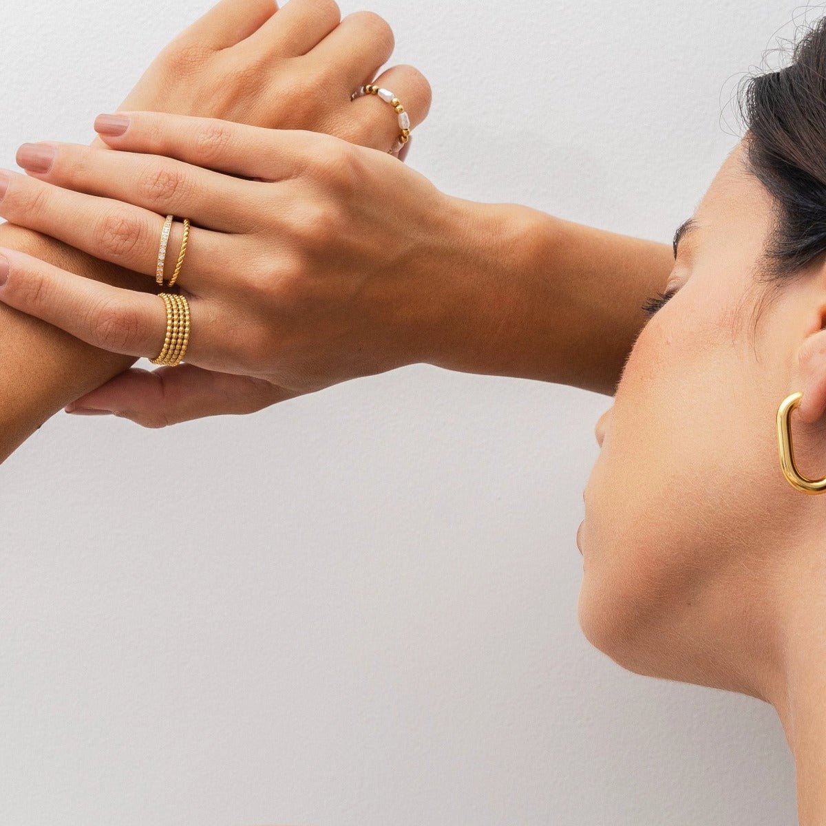 Anillo de cristal Aurora, chapado en oro de 18 quilates