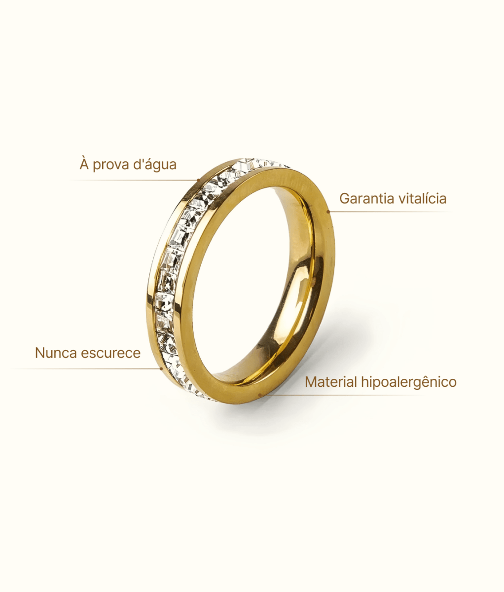 Anillo Brillante Bañado en Oro de 18K