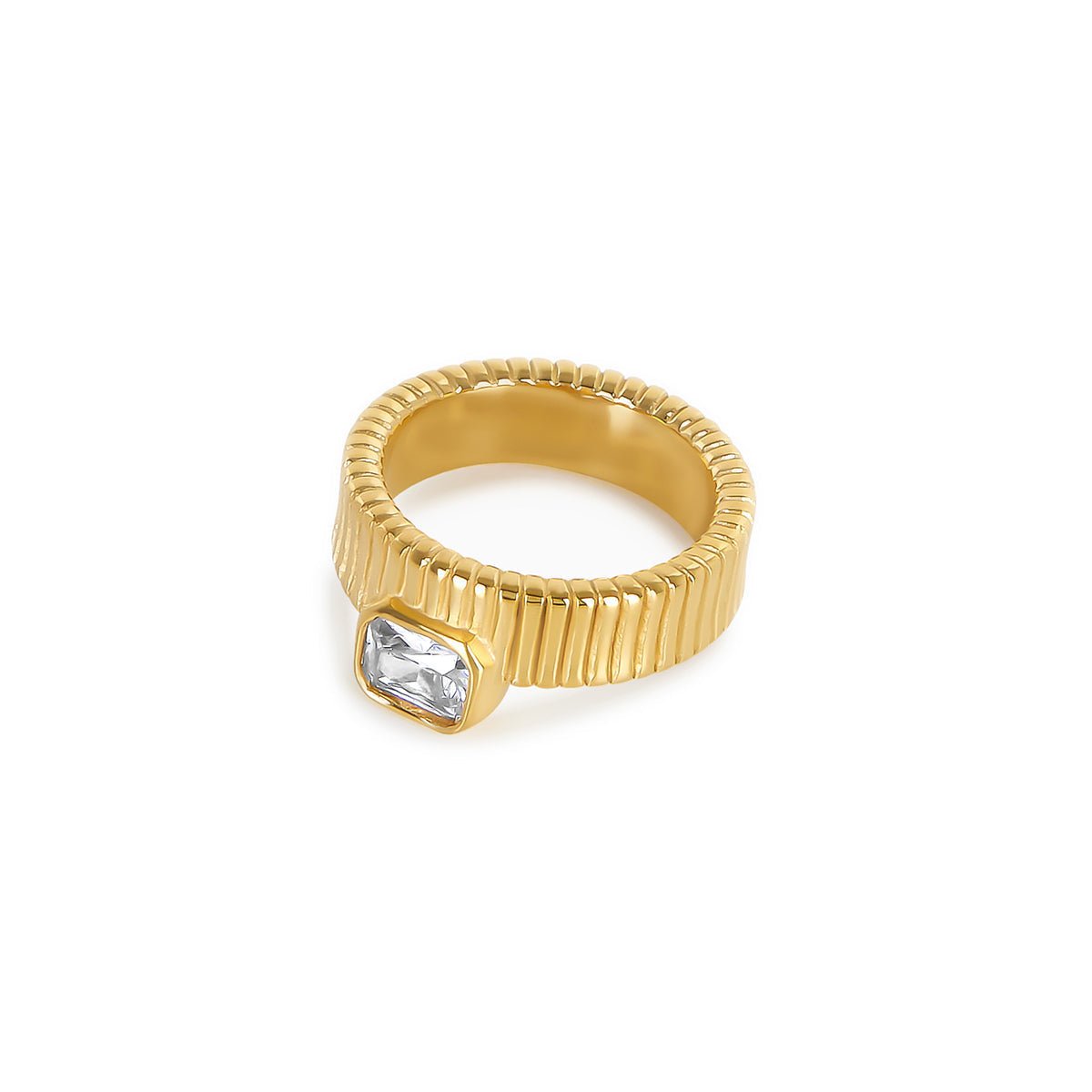 Anillo de cristal Capri bañado en oro de 18 quilates