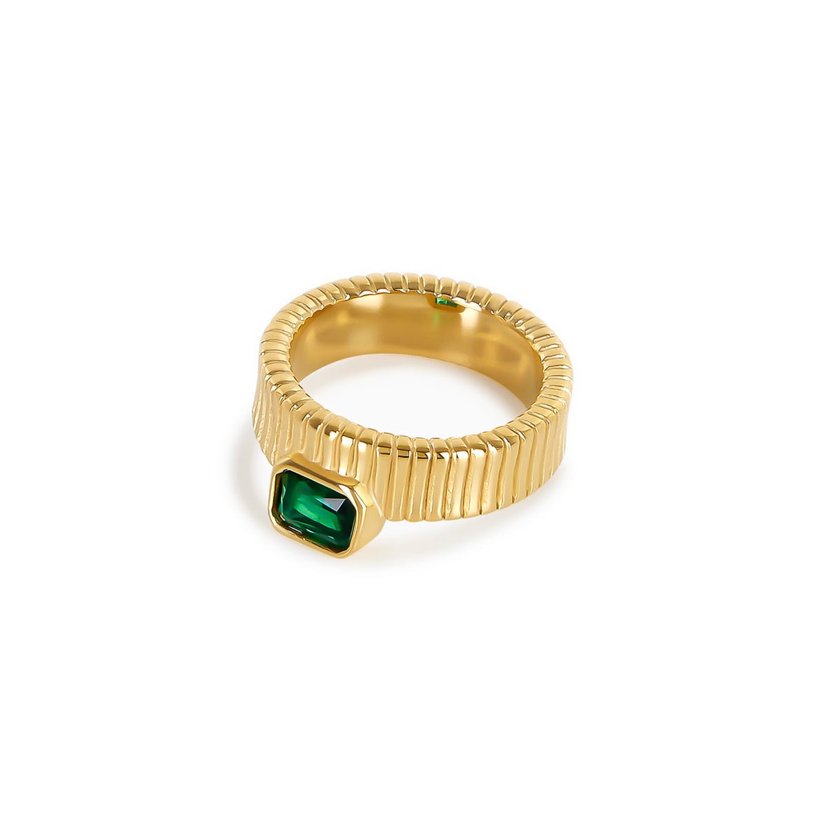 Anillo Capri Esmeralda bañado en oro de 18 k