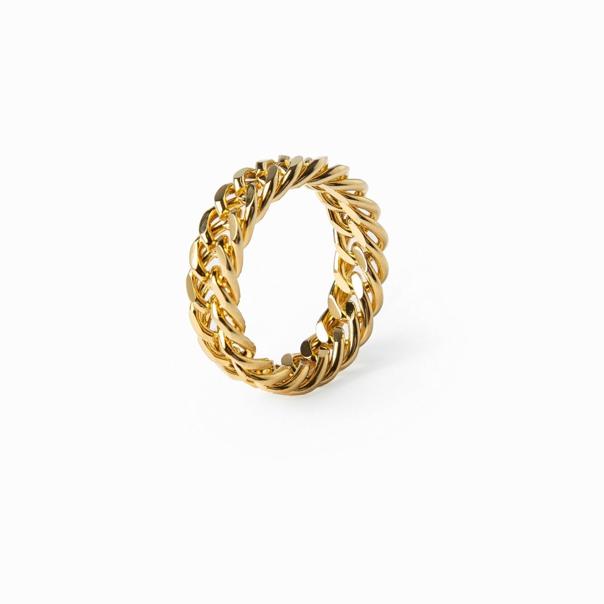 Anillo de cadena chapado en oro de 18 quilates