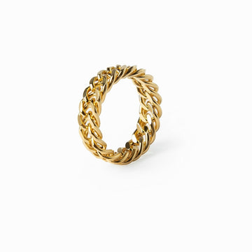 Anillo de cadena chapado en oro de 18 quilates