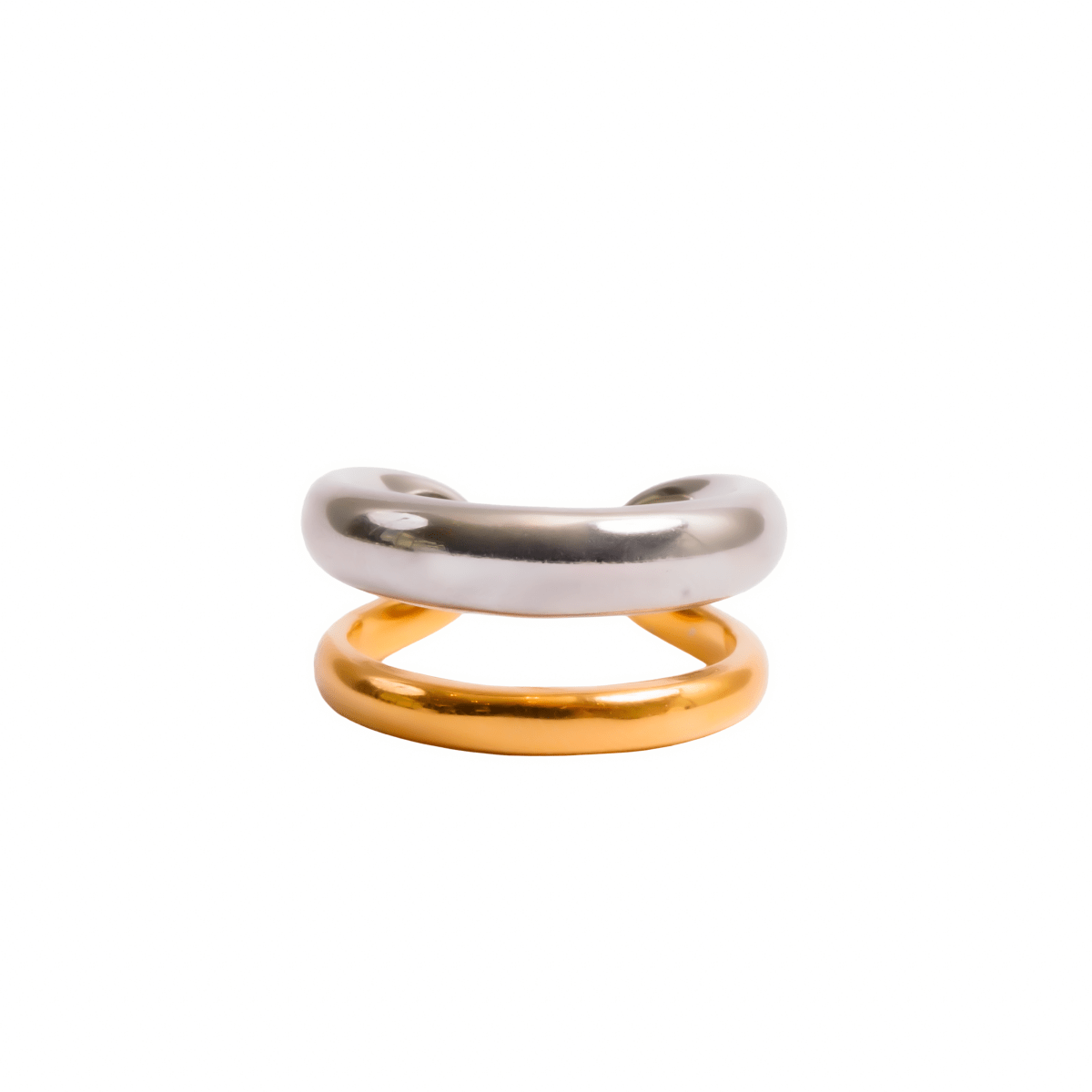 Anillo ajustable Duality con baño combinado de oro y plata