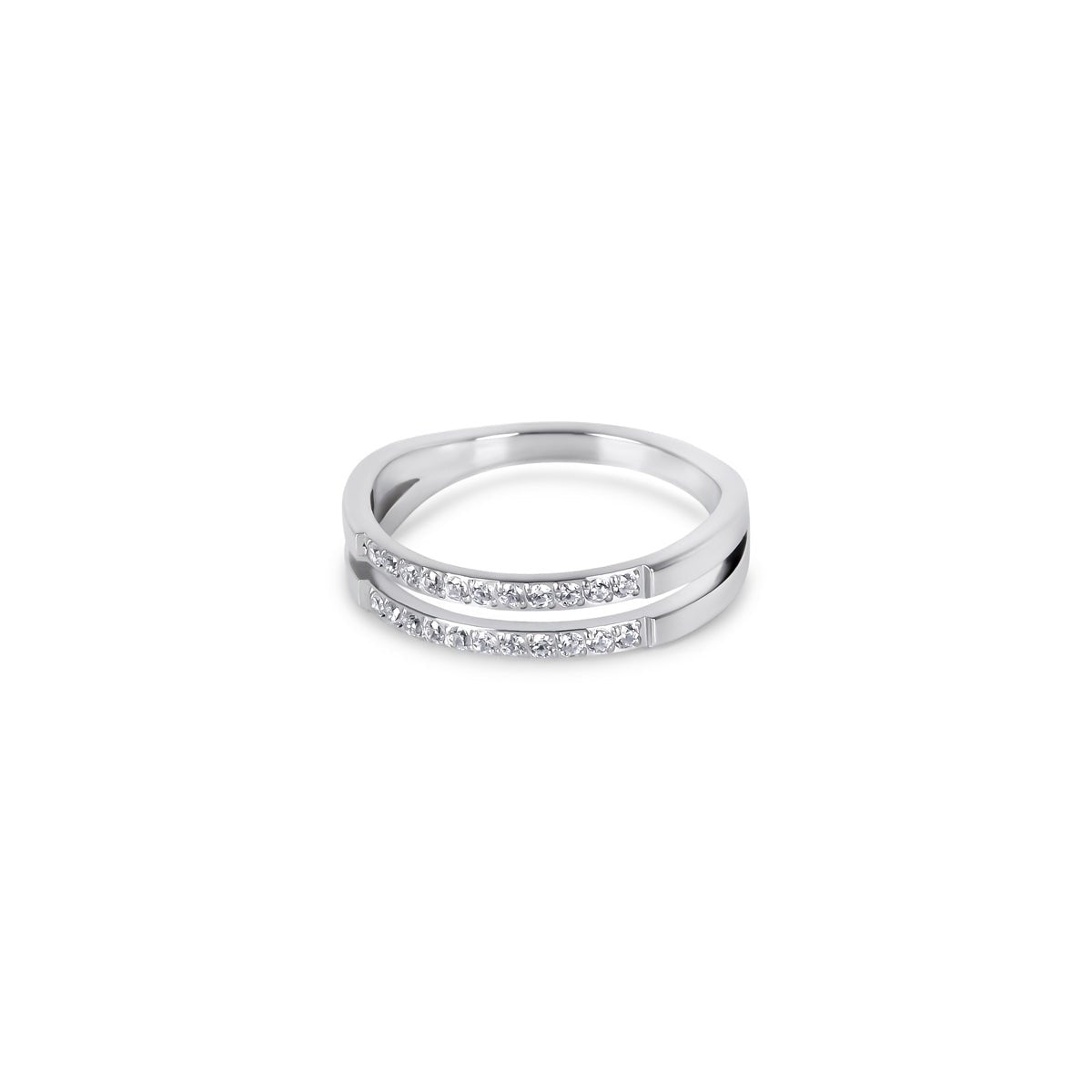 Anillo de doble diamante - Plata