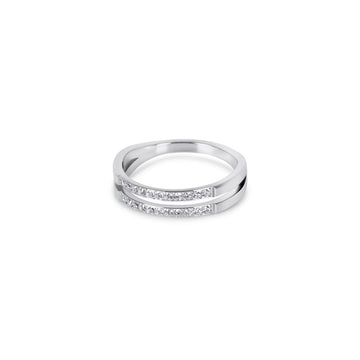 Anillo de doble diamante - Plata