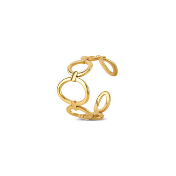 Anillo de eslabones huecos ajustable chapado en oro de 18 quilates
