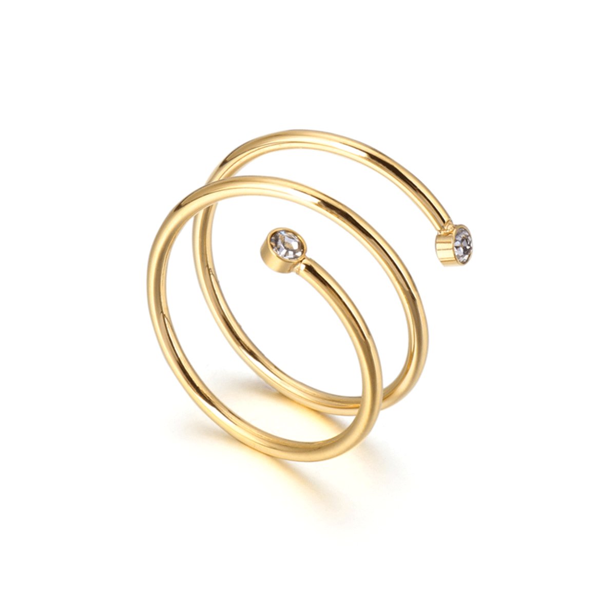 Anillo espiral fino bañado en oro de 18 quilates