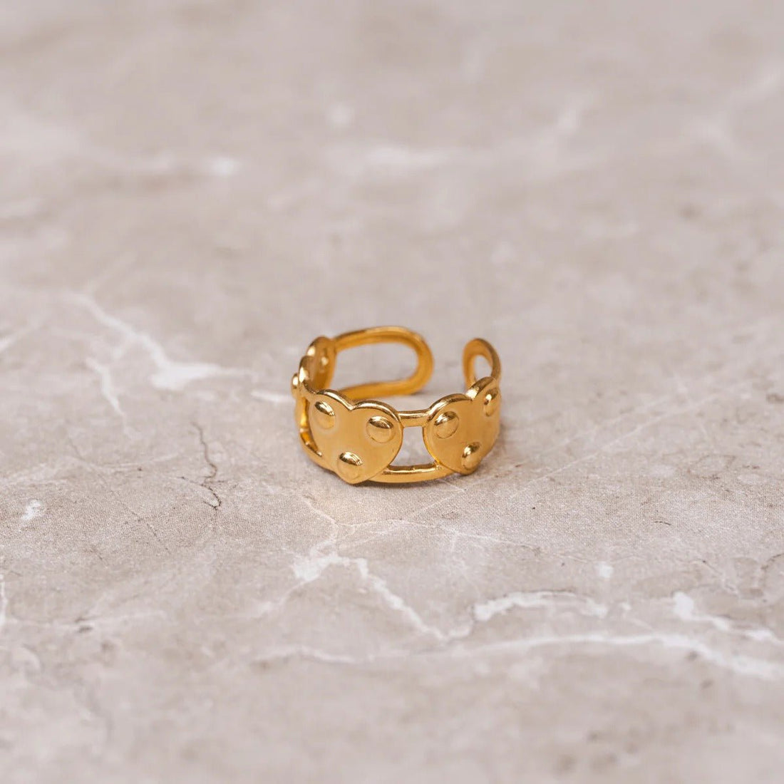 Anillo Corazón Eterno, Ajustable, Baño de Oro de 18 K