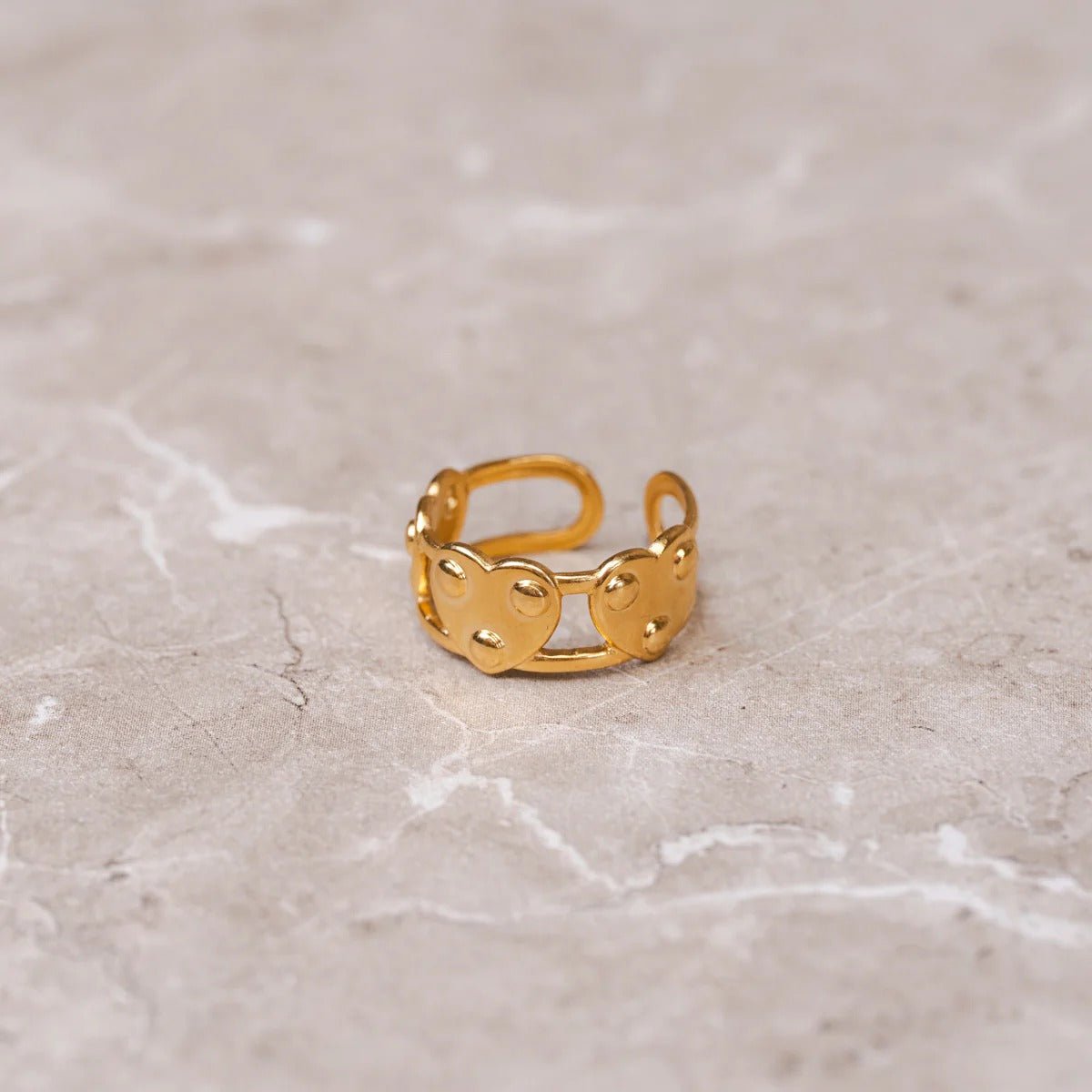 Anillo Corazón Eterno, Ajustable, Baño de Oro de 18 K