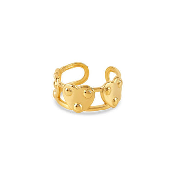 Anillo Corazón Eterno, Ajustable, Baño de Oro de 18 K