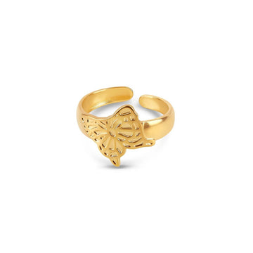 Anillo Flora Ajustable Chapado en Oro de 18K