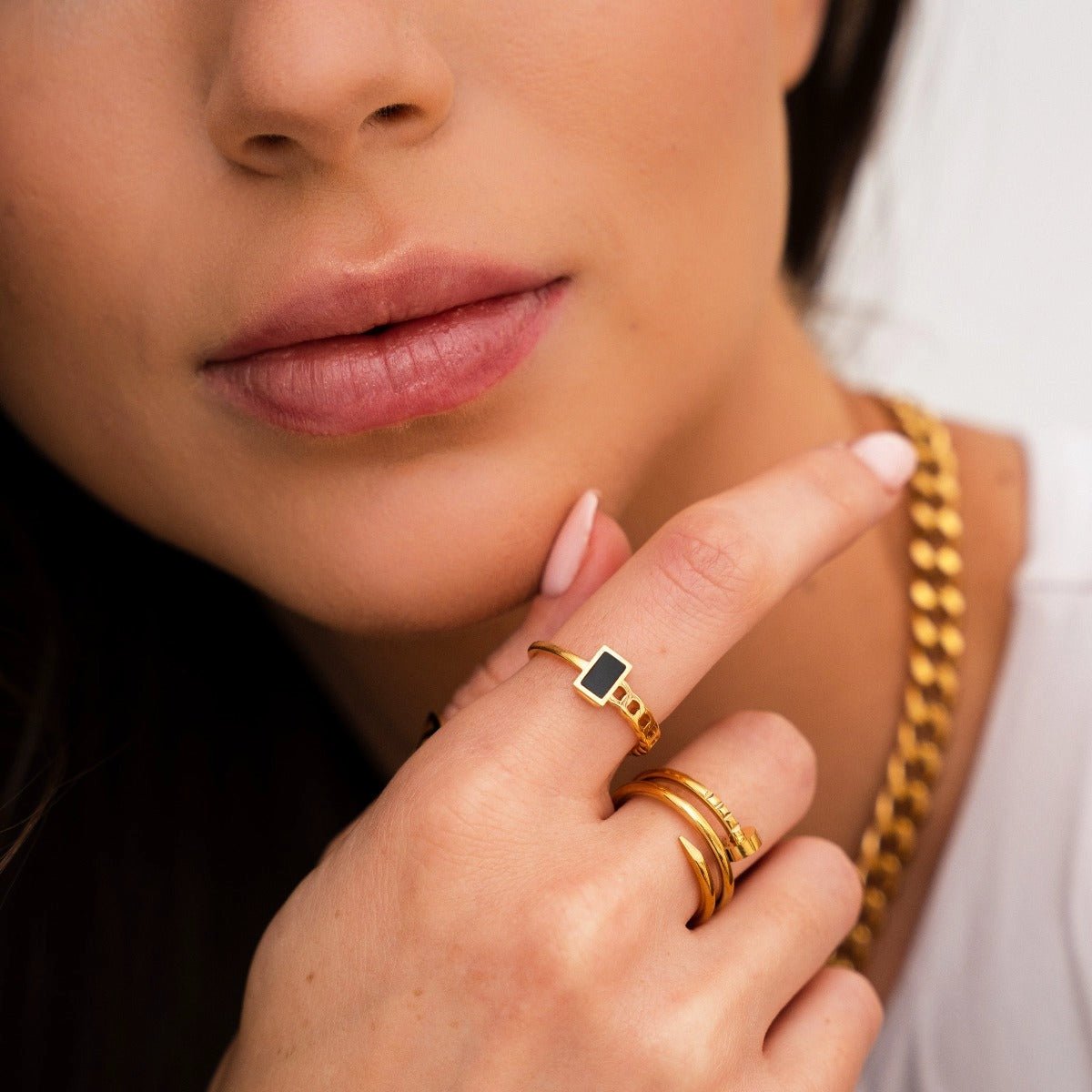 Anillo Fusion bañado en oro de 18k