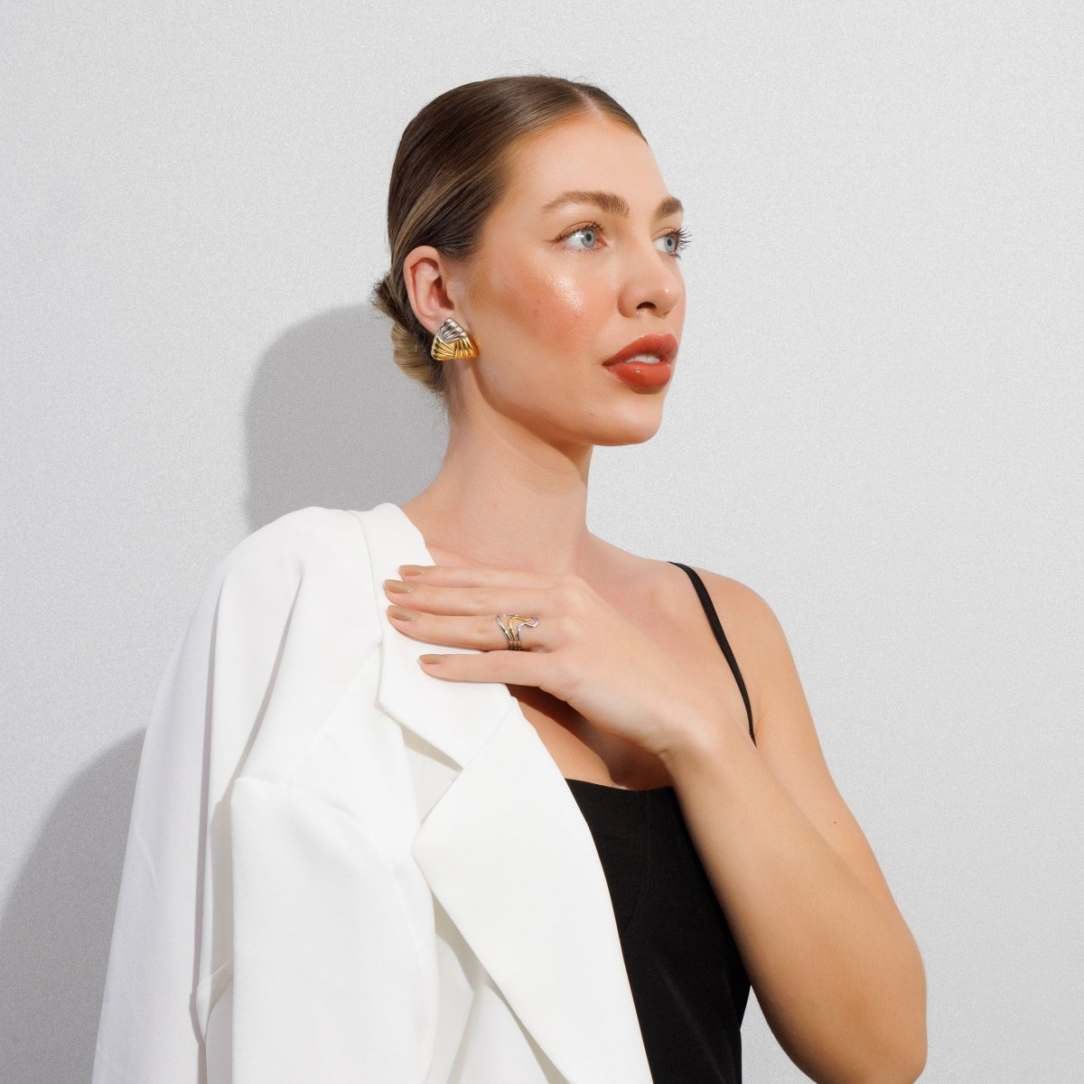 Anillo ajustable doble Harmony con baño combinado de oro y plata