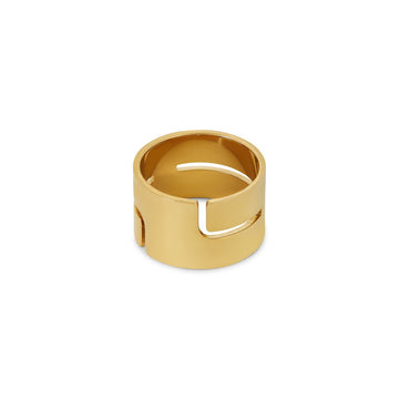Anillo Chunky Hi-Lo chapado en oro de 18 quilates