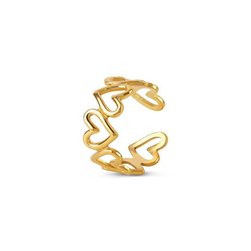 Anillo de Amor con Diseño Calado, Ajustable, Baño de Oro de 18K