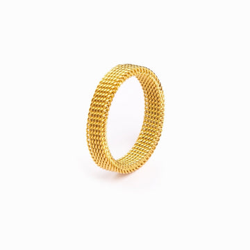 Anillo de malla Motion bañado en oro de 18 quilates