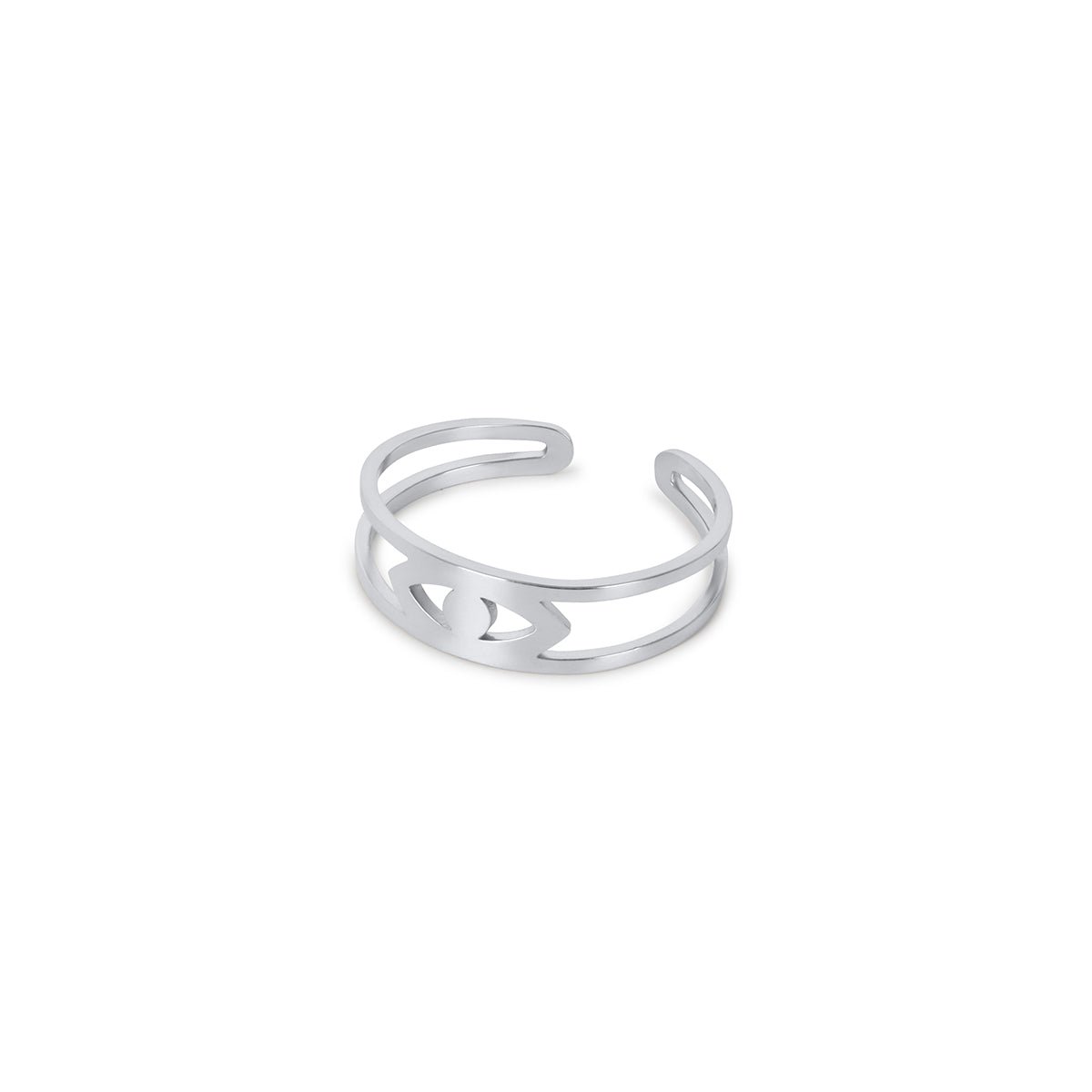 Anillo ajustable de ojo griego - Plata
