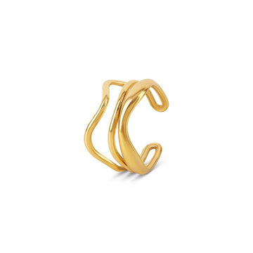 Anillo de onda ajustable bañado en oro de 18 quilates