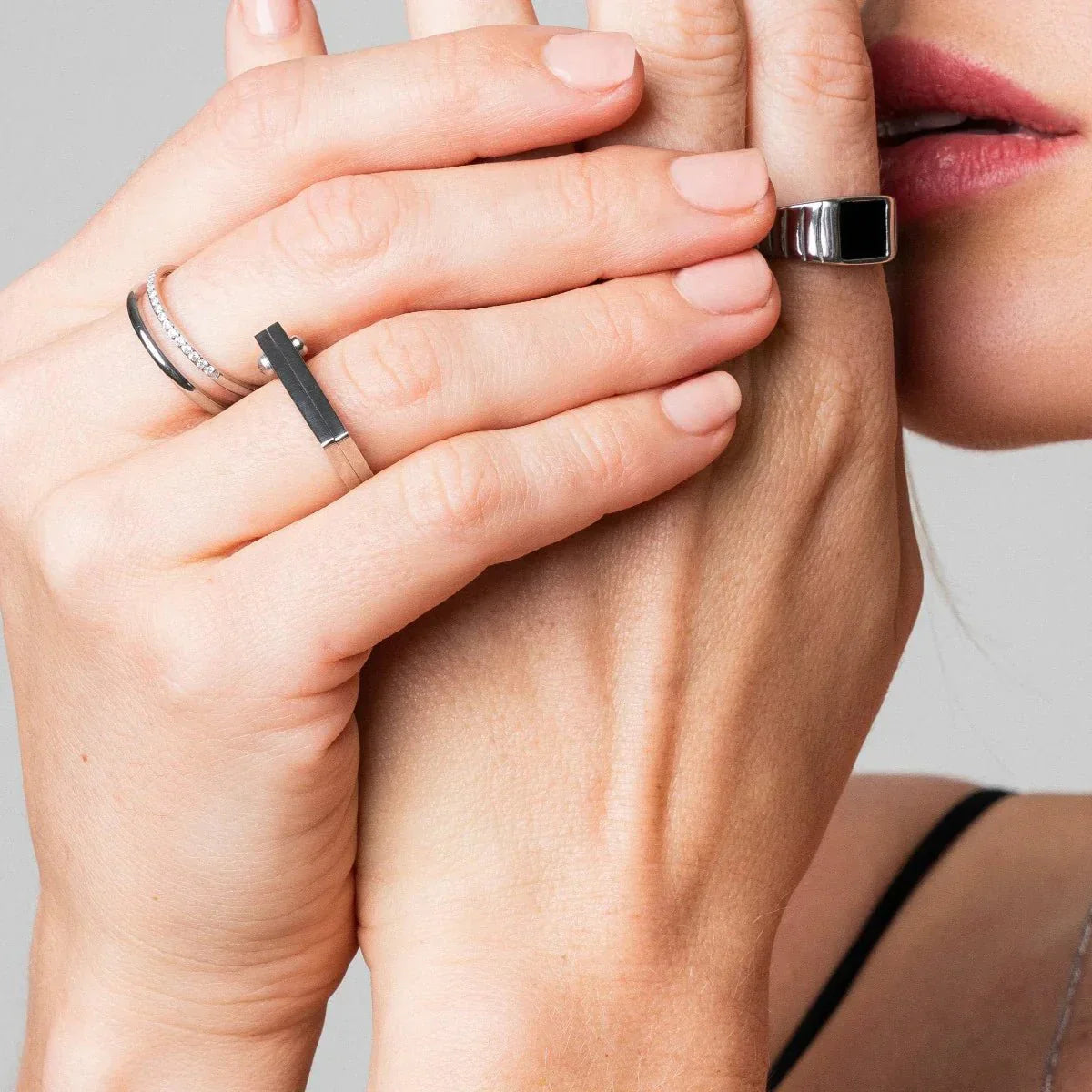 Anillo de tornillo plano - Plata