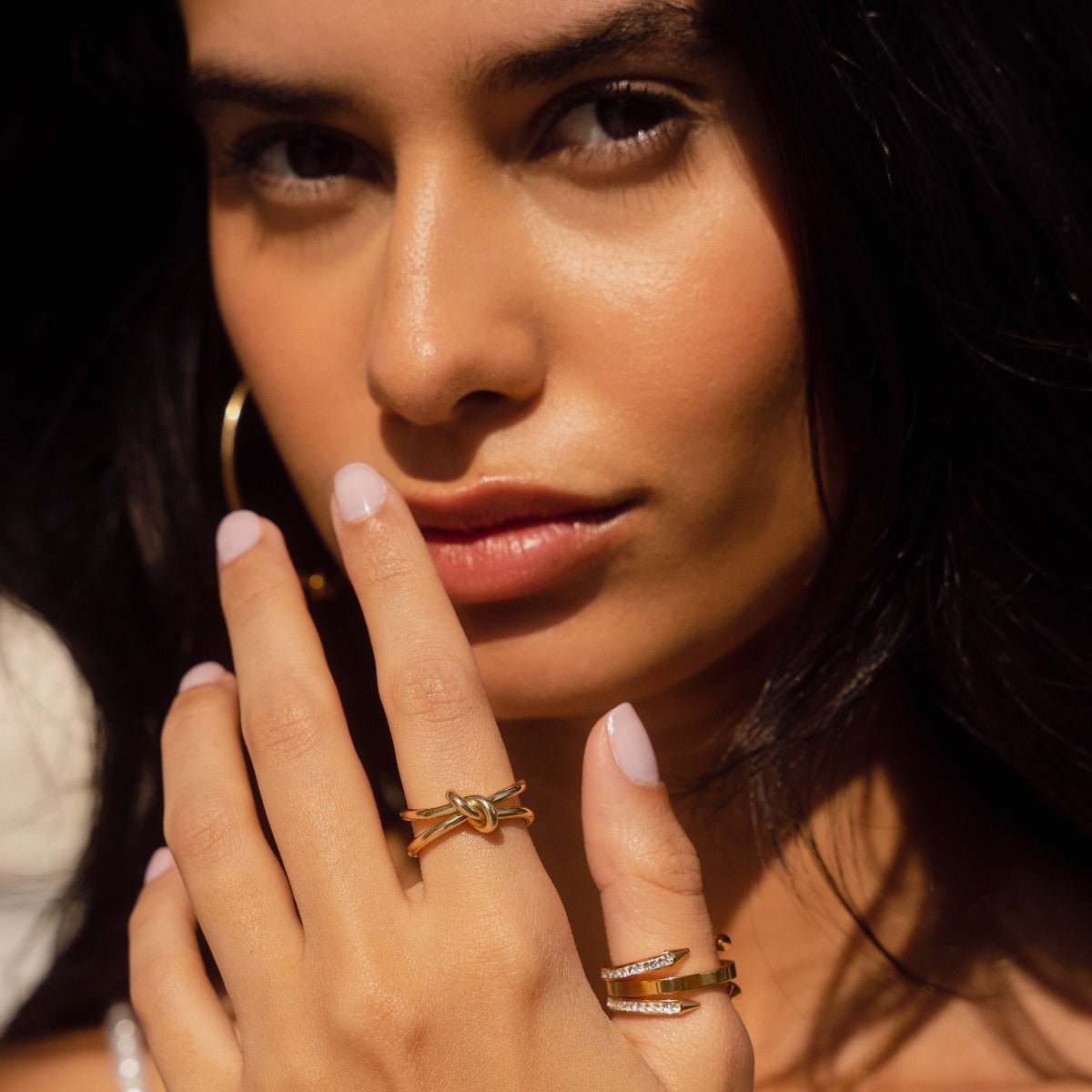 Anillo de uñas con puntas bañado en oro de 18 quilates