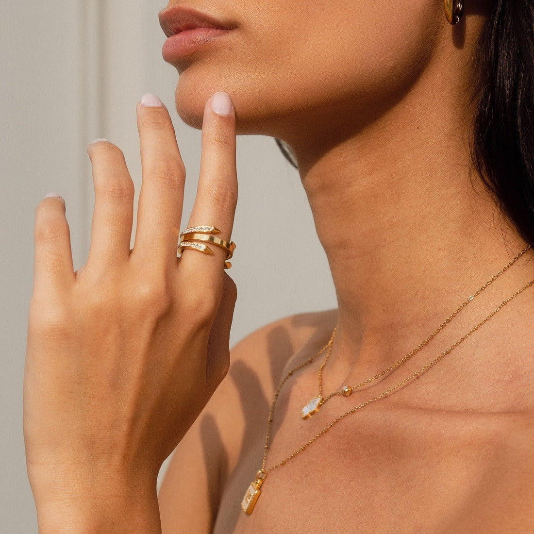 Anillo de uñas con puntas bañado en oro de 18 quilates