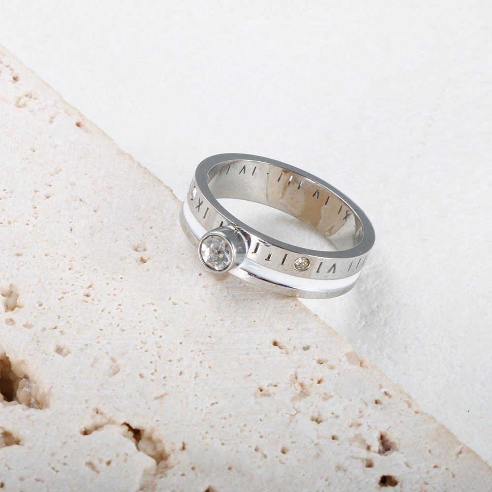 Anillo Reina con Piedra de Cristal - Plata