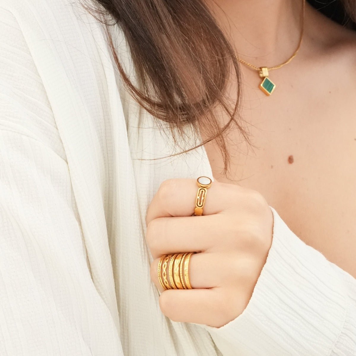 Anillo ajustable Royale bañado en oro de 18 k