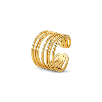 Anillo trenzado ajustable bañado en oro de 18 quilates