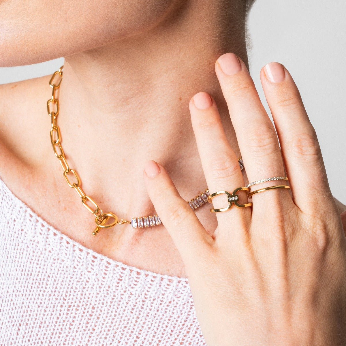 Anillo doble Vienne bañado en oro de 18 quilates