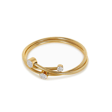 Pulsera Espiral con Cristales, Baño de Oro de 18k