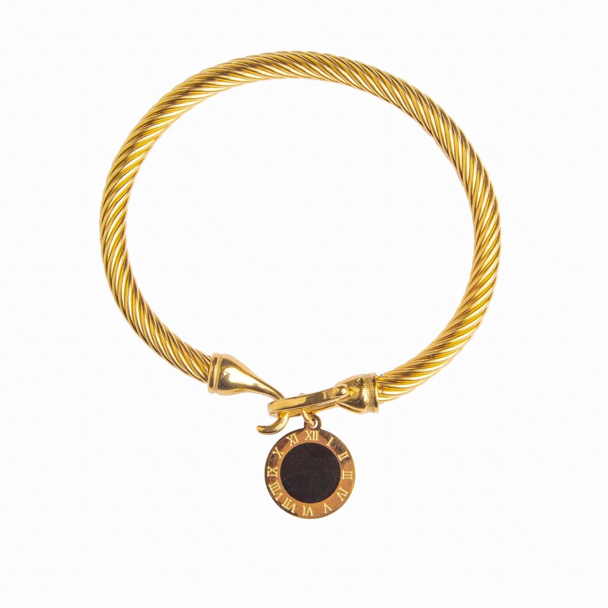 Pulsera con colgante de ónix bañada en oro de 18 quilates