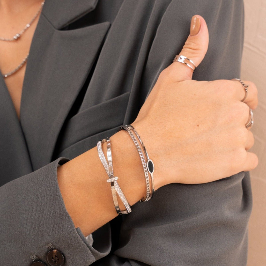 Pulsera de circonitas romanas - Plata