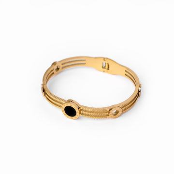 Pulsera Triple Ónix Bañada en Oro de 18k
