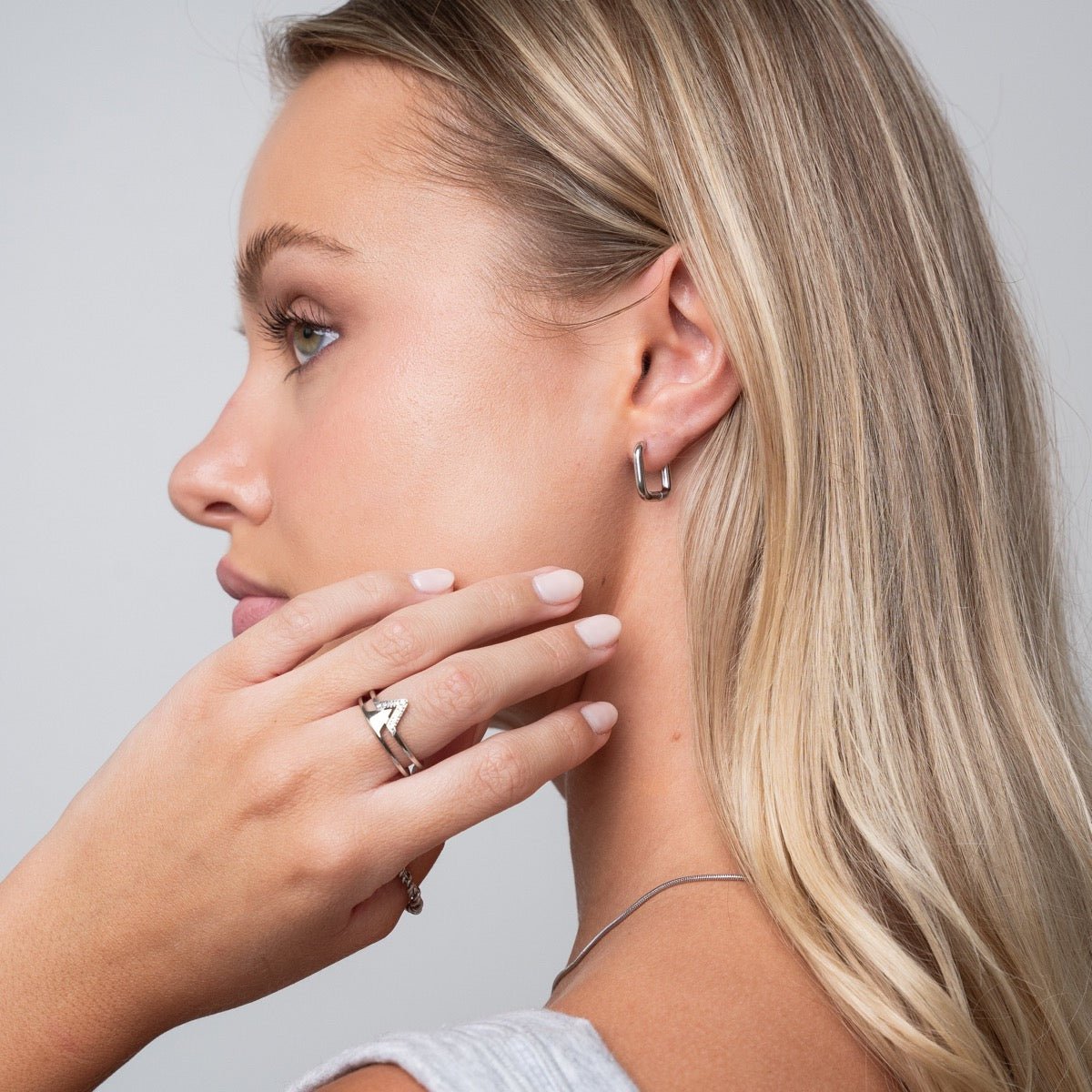 Pendientes de aro cuadrados - Plata