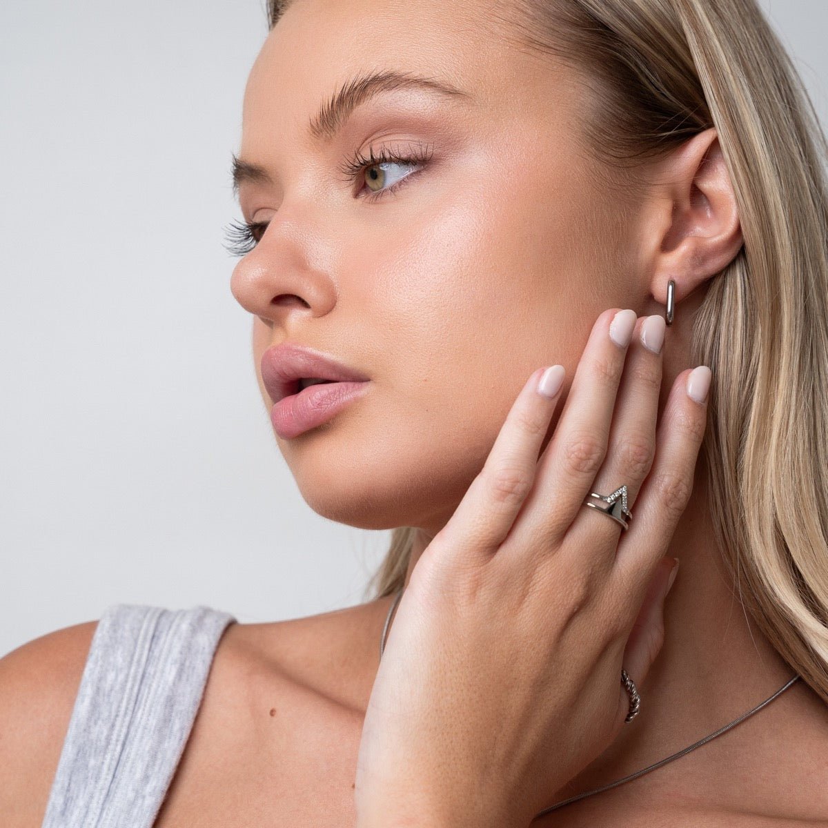 Pendientes de aro cuadrados - Plata