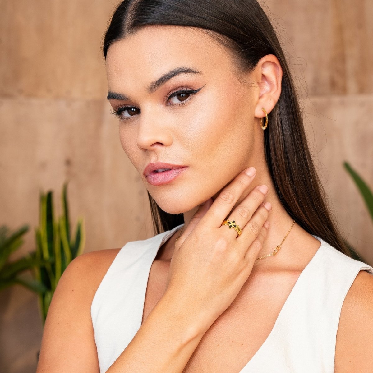 Pendientes de aro Catania bañados en oro de 18 quilates