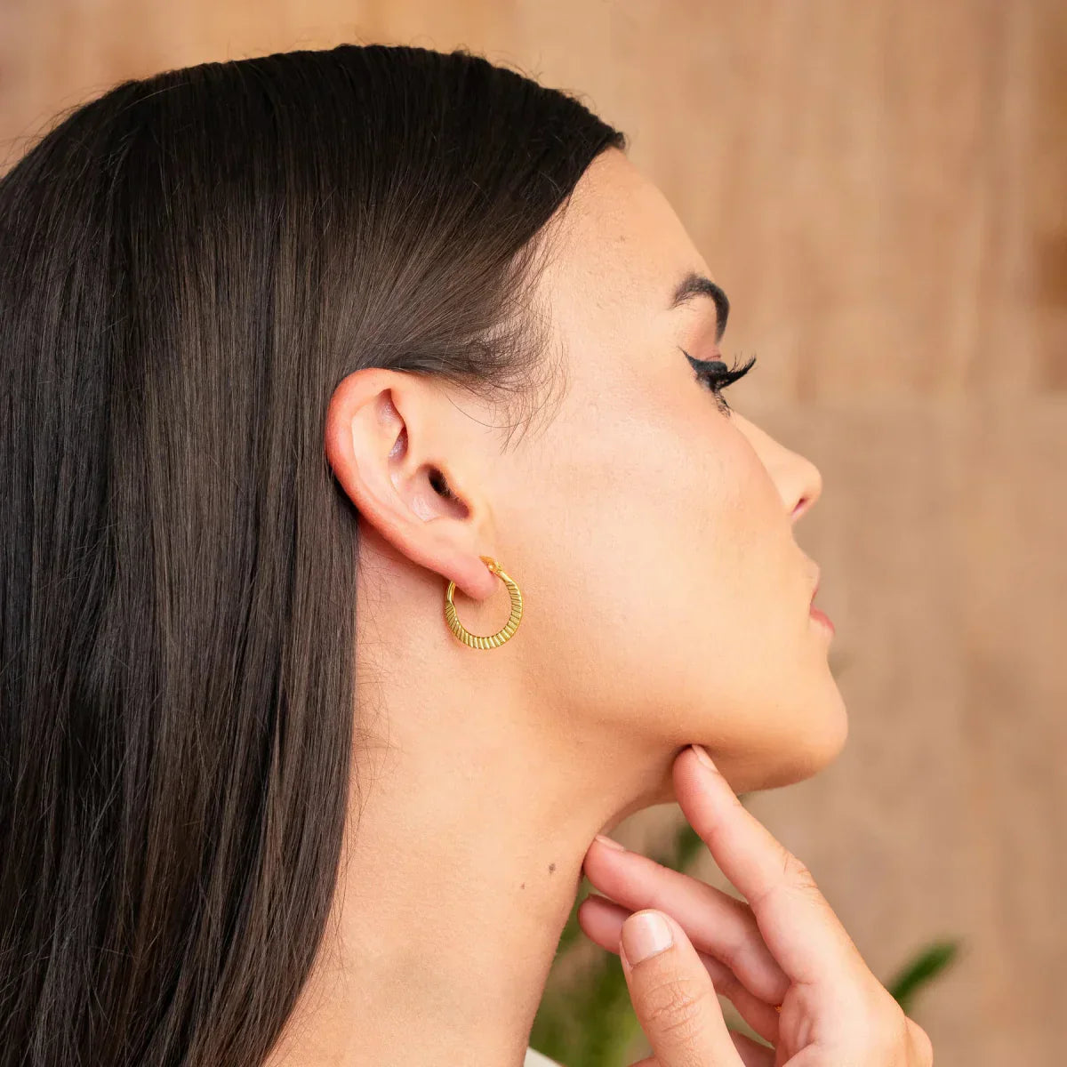 Pendientes de aro Catania bañados en oro de 18 quilates