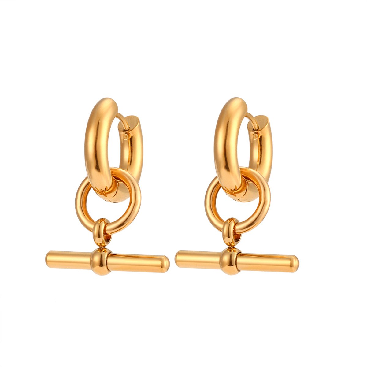 Pendientes de barra en forma de T bañados en oro de 18k.