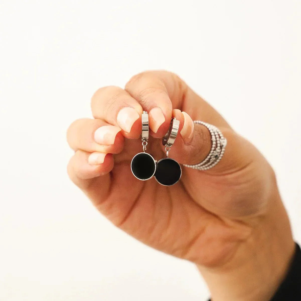 Pendientes colgantes Noir - Plata