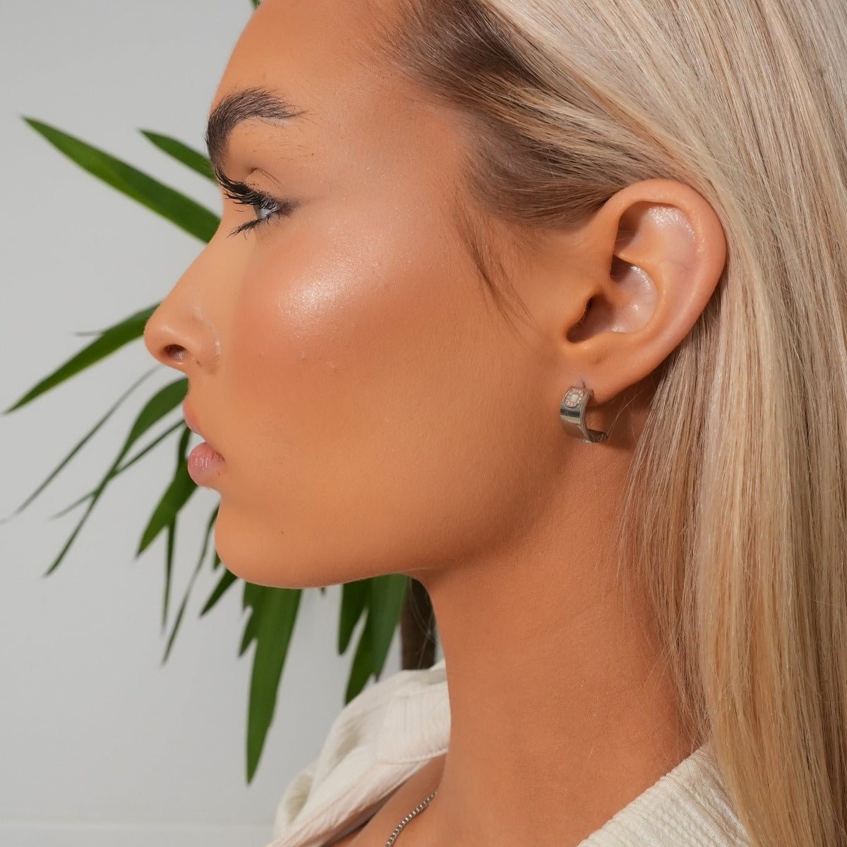 Pendientes con dije cuadrado - Plata