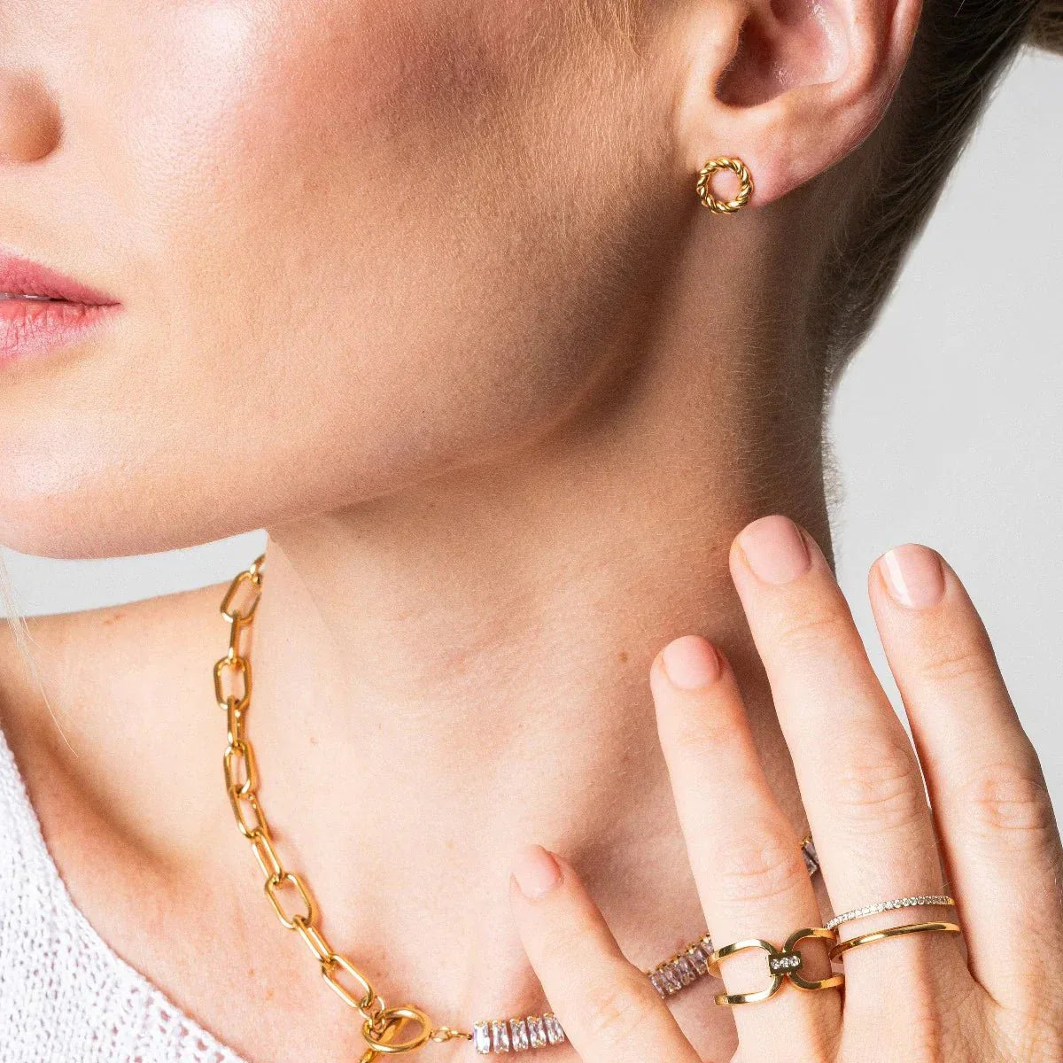 Pendientes Twist bañados en oro de 18k