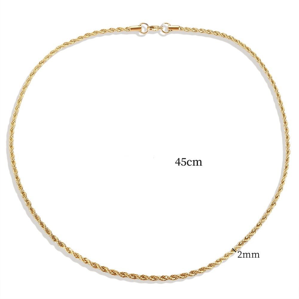 Collar de cordón Baiano fino de 2 mm bañado en oro de 18 k