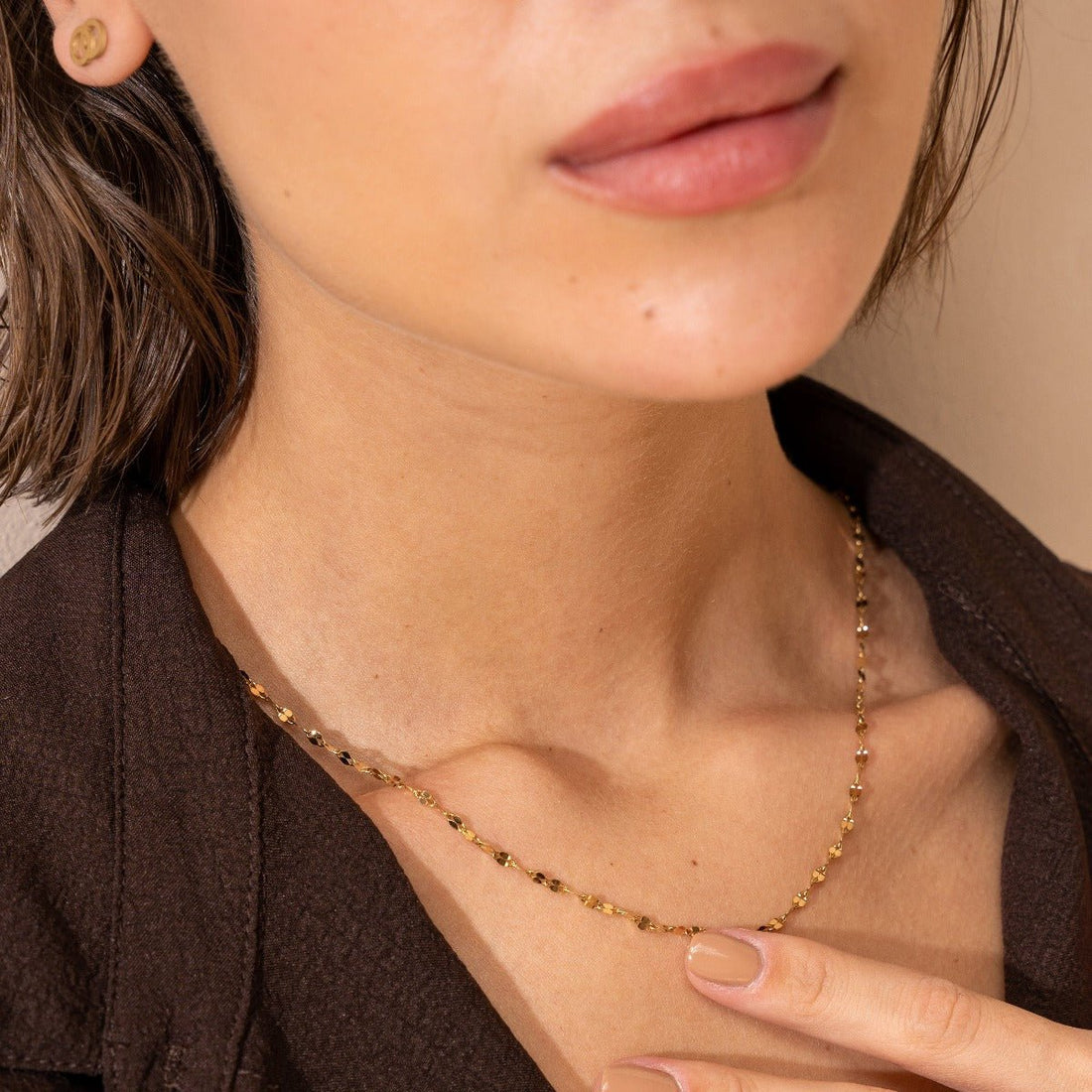 Collar de cadena del destino bañado en oro de 18 quilates